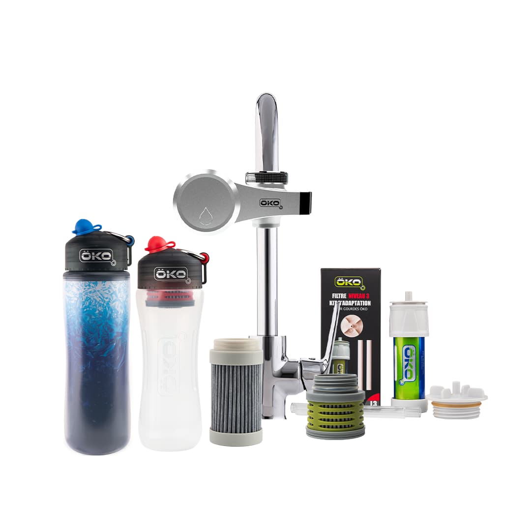 OKO H2O Bottiglia Unisex Con Filtro Livello 2, Tecnologia Filtrazione Derivata NASA, Capacità 100 Galloni, Senza BPA