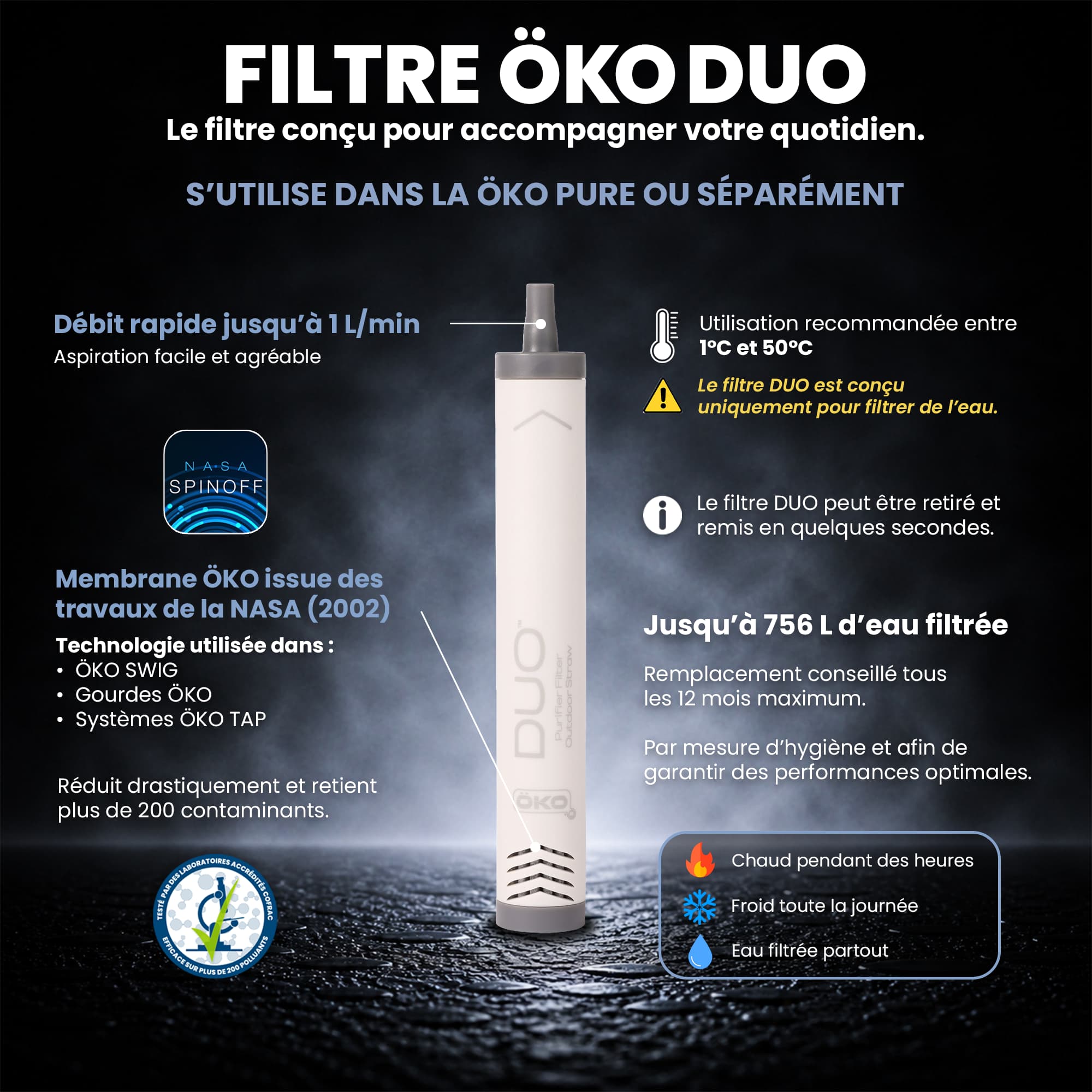 Gourde filtrante isotherme ÖKO DUO