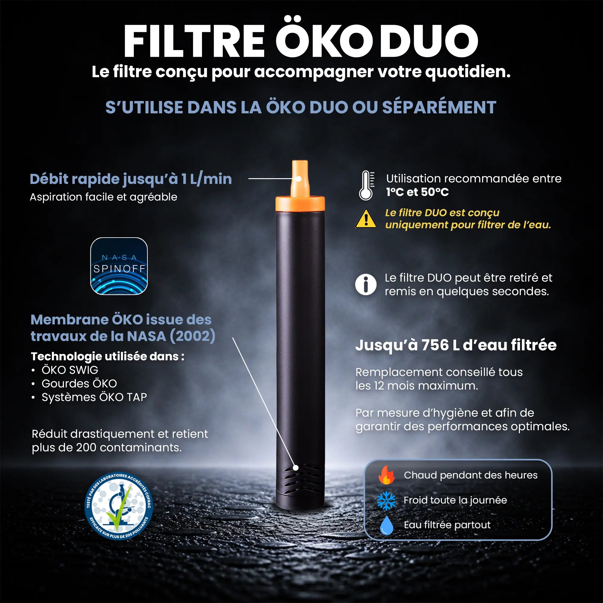 Gourde filtrante isotherme ÖKO DUO